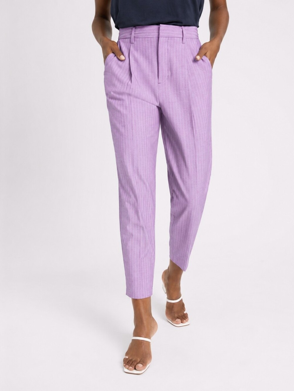 Banana Republic High Rise Tapered Trousers Sz 10P Pleated Herringbone Pant